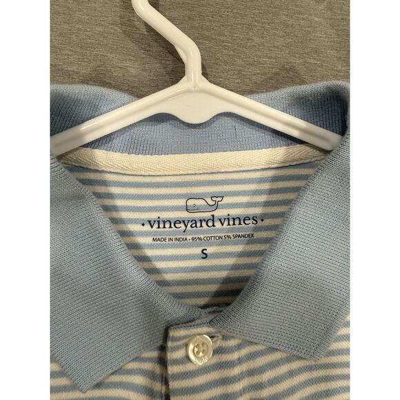 Vineyard Vines Men's Striped Polo Light Blue White Cotton Stretch S - Picture 6 of 6